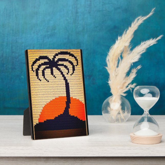Palm Tree Artisan Crochet Print  Free Standing Plaque (Side)
