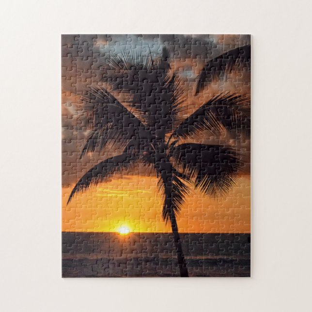 Palm Tree at Sunset in the Islands Puzzle (Vertical)