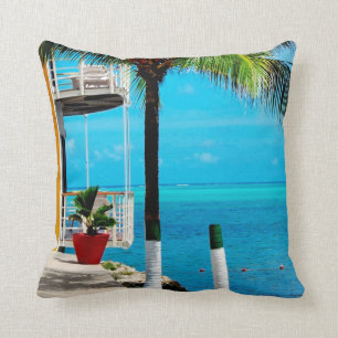 Palm Tree At The Front Yard Of A House By The Sea Cushion