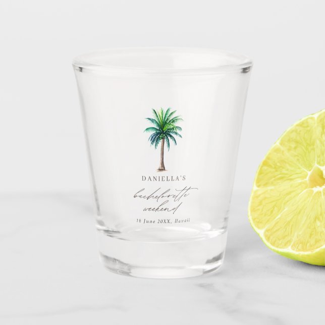 Palm Tree Bachelorette Weekend Shot Glass (Front)