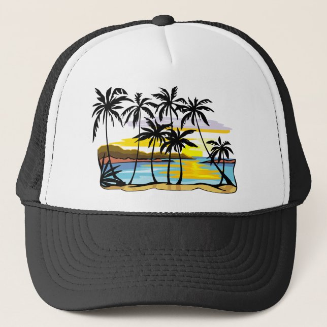 Palm Tree Background Trucker Hat (Front)