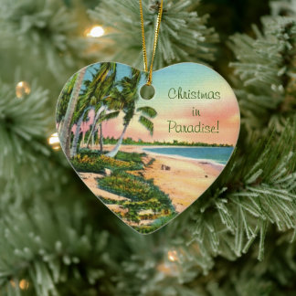 Palm Tree Beach Ceramic Ornament