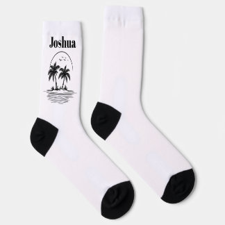 Palm Tree Beach Crew Socks