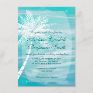 Palm Tree Beach Destination Wedding Invitations