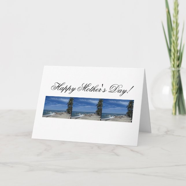 Palm Tree Beach; Happy Mother's Day Card (Front)