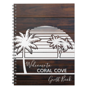 Palm Tree Beach House Guest Book Nautical