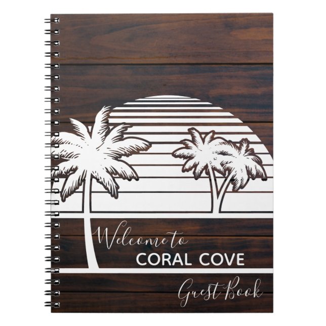 Palm Tree Beach House Guest Book Nautical (Front)