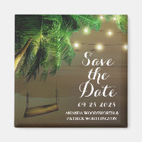 Palm Tree Beach Lights Save the Date Magnets