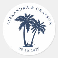 Palm Tree Beach Nautical Navy Wedding