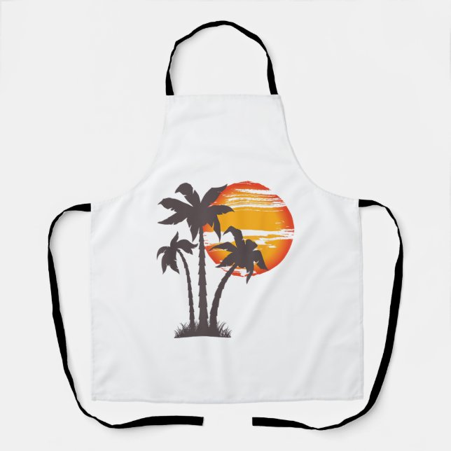 Palm Tree Beach Ocean Summer Vacation Sunset Parad Apron (Front)