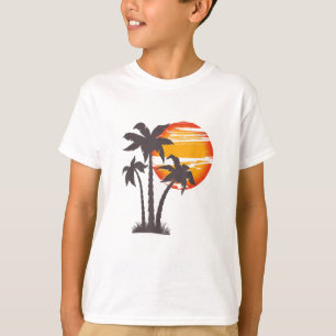 Palm Tree Beach Ocean Summer Vacation Sunset Parad T-Shirt