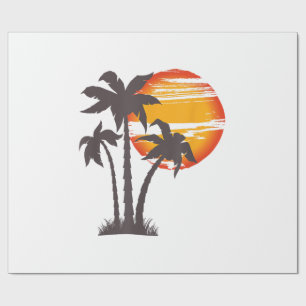 Palm Tree Beach Ocean Summer Vacation Sunset Parad Wrapping Paper