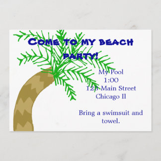 Palm Tree Beach Party Invitation