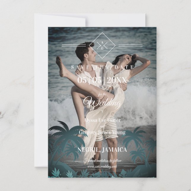 Palm Tree Beach Personalized Photo Engagement (Front)