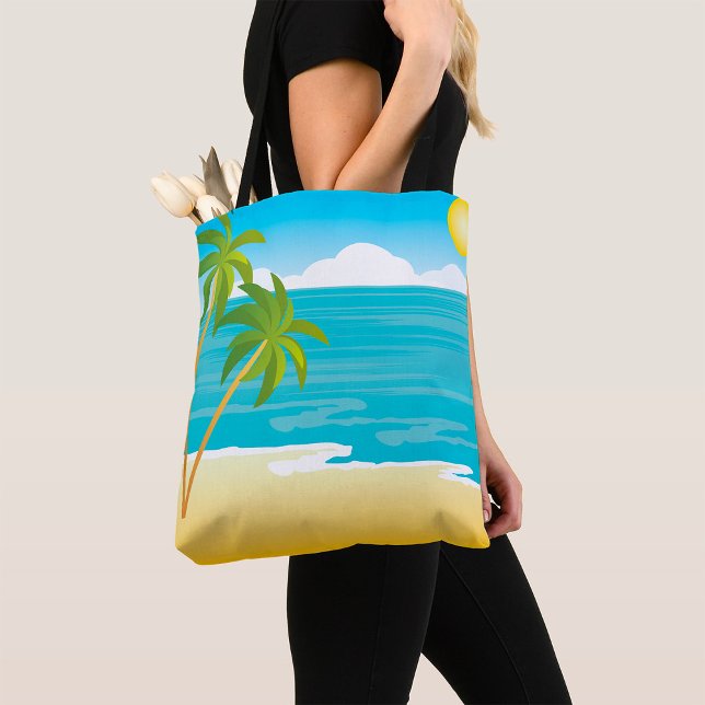 Palm Tree Beach Scene Tote Bag (Creator Uploaded)