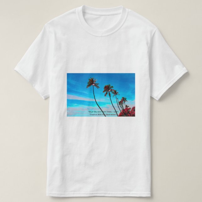 Palm Tree Beach Seashore - Tropical Paradise T-Shirt (Design Front)