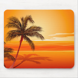Palm Tree Beach Sunset Mouse Pad