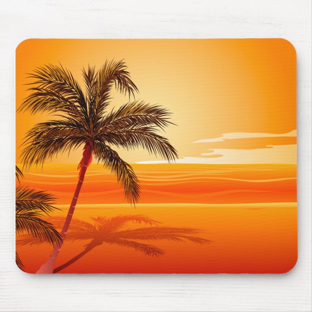 Palm Tree Beach Sunset Mouse Pad (Front)