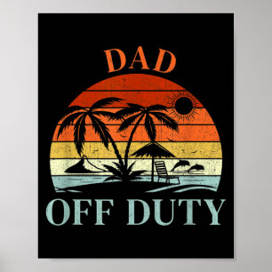 Palm Tree Beach Sunset Retro Dad Summer Vacation Poster