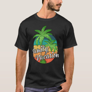 Palm Tree Beach Sunset Vintage Retro Family Vacati T-Shirt