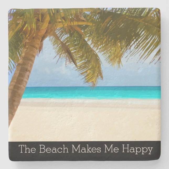 Palm Tree Beach Theme Stone Coaster (Front)