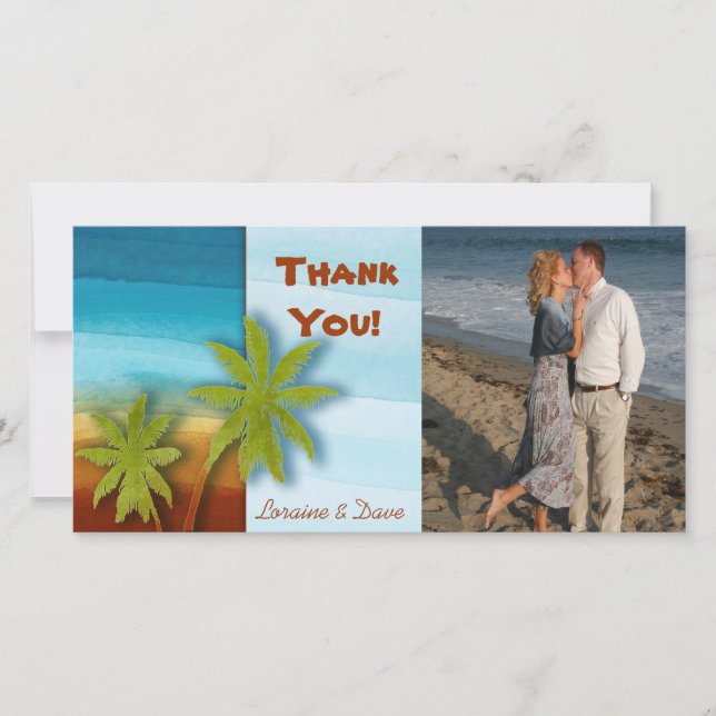 Palm Tree / Beach theme wedding / event Thank You Card (Front)