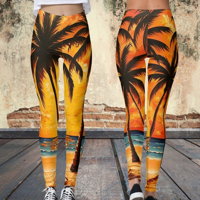 Palm Tree Beach Tropical  Leggings (Creator Uploaded)