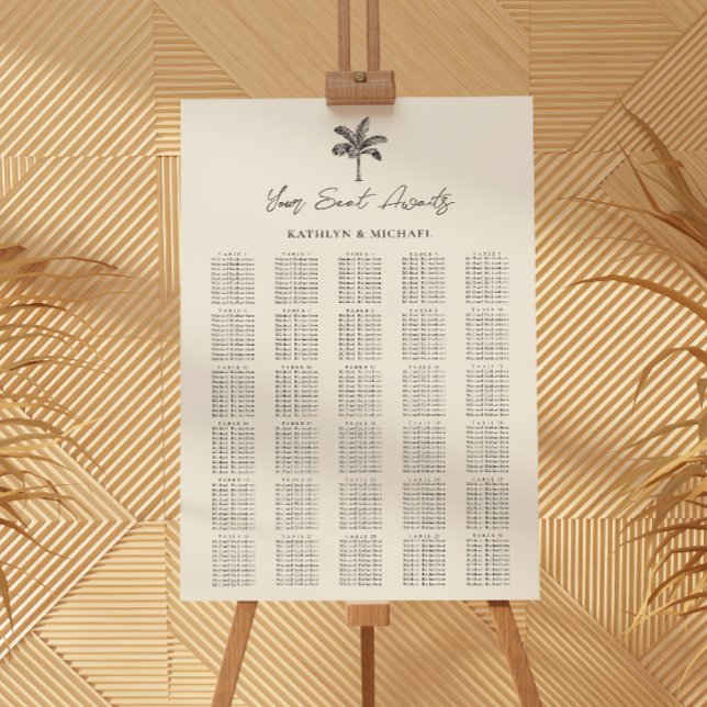Palm Tree Beach Wedding 30 Table Seating Chart (Creator Uploaded)
