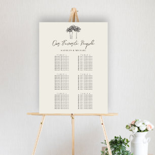Palm Tree Beach Wedding 6 Table Seating Chart