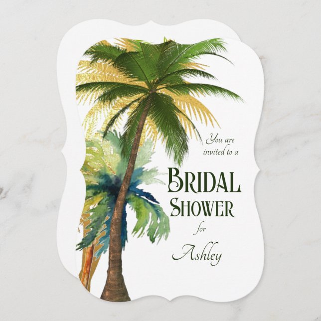 Palm Tree Beach Wedding Bridal Shower Invitation (Front/Back)