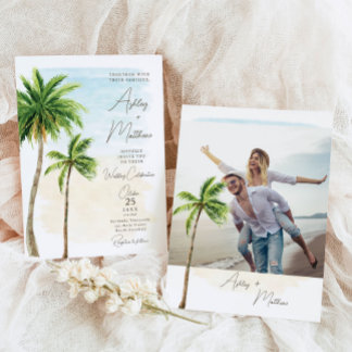 Palm Tree Beach Wedding Invitation