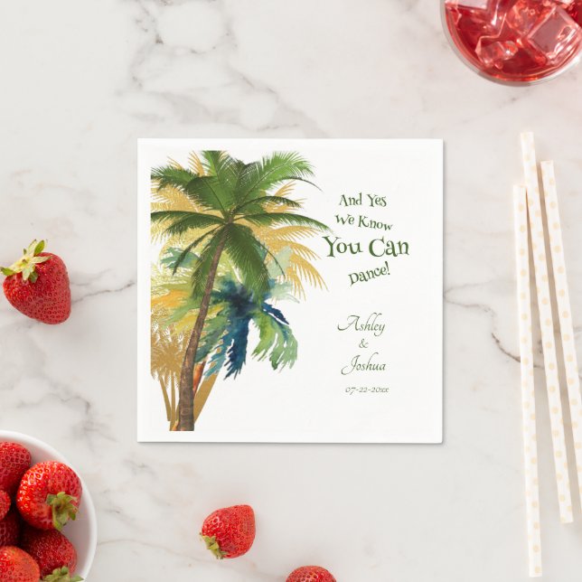 Palm Tree Beach Wedding Napkins (Insitu)