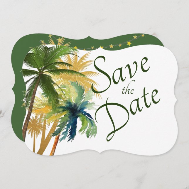 Palm Tree Beach Wedding Save The Date (Front/Back)