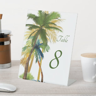 Palm Tree Beach Wedding Table Pedestal Sign
