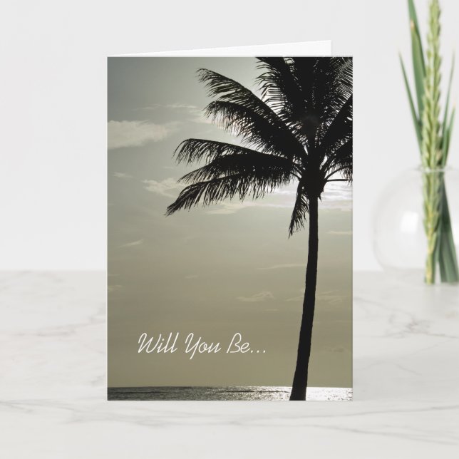 Palm Tree Beach Will You Be My Bridesmaid Invitation (Front)