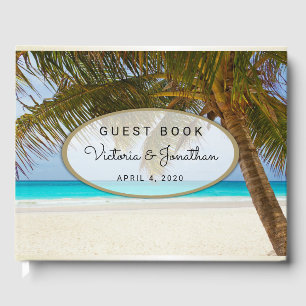 Palm Tree Beside Ocean Beach Wedding Guest Book