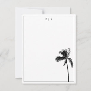 Palm Tree Black & White Minimalist Monogram Card