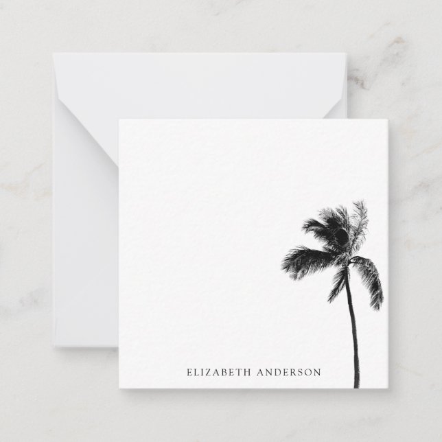 Palm Tree Black & White Personalised Minimalist  Card (Front)