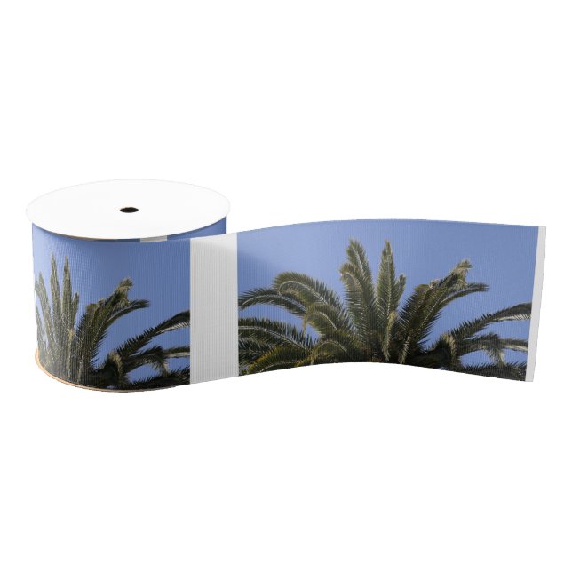 Palm Tree Blue Sky Tropical Grosgrain Ribbon (Spool)
