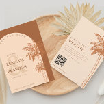 Palm Tree Boho Beach Terracotta QR Code Wedding Save The Date<br><div class="desc">Surprise your friends & family with these modern,  stylish "Save the Date" invitations. Easily add your own details by clicking on the "personalise" option.</div>