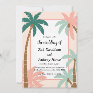 palm tree boho beach wedding invitations