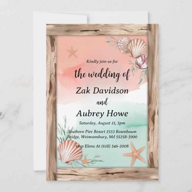 palm tree boho beach wedding invitations (Front)