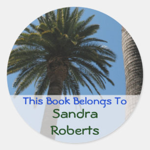 Palm Tree bookplate Classic Round Sticker