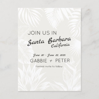 Palm Tree Botanical Typography Clean Save the Date Postcard