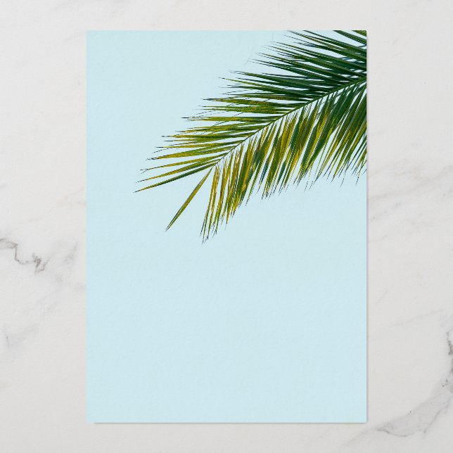 Palm tree branch foil holiday card (Front)