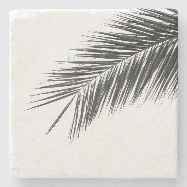 Palm tree branch stone coaster (Front)
