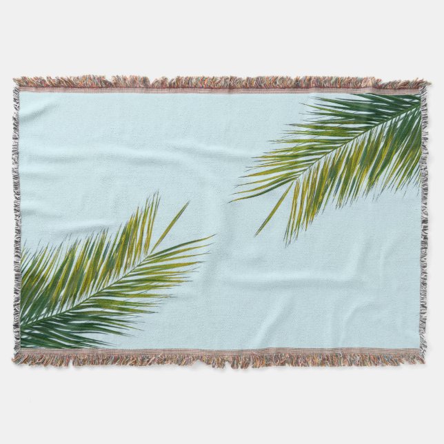 Palm tree branch throw blanket (Front)