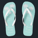 Palm Tree Bride Tribe Blue White Thongs<br><div class="desc">Hit the beach in style with these awesome Beach Lover Bride Blue White Tribe Flip Flops with sweet little palm trees to give you that tropical feel! Room to customise with your bridesmaid's names! Mix and match all of your favourite Beach Lover products from Up On the Mountain!</div>