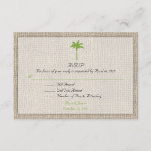 Palm Tree & Burlap Beach Wedding RSVP2 RSVP Card