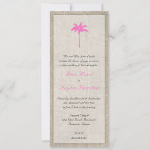 Palm Tree & Burlap Wedding Invitation - Pink